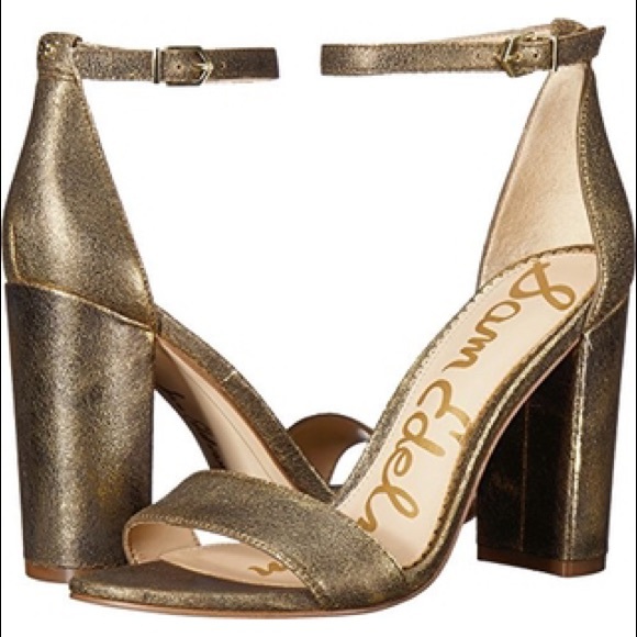 sam edelman gold block heel